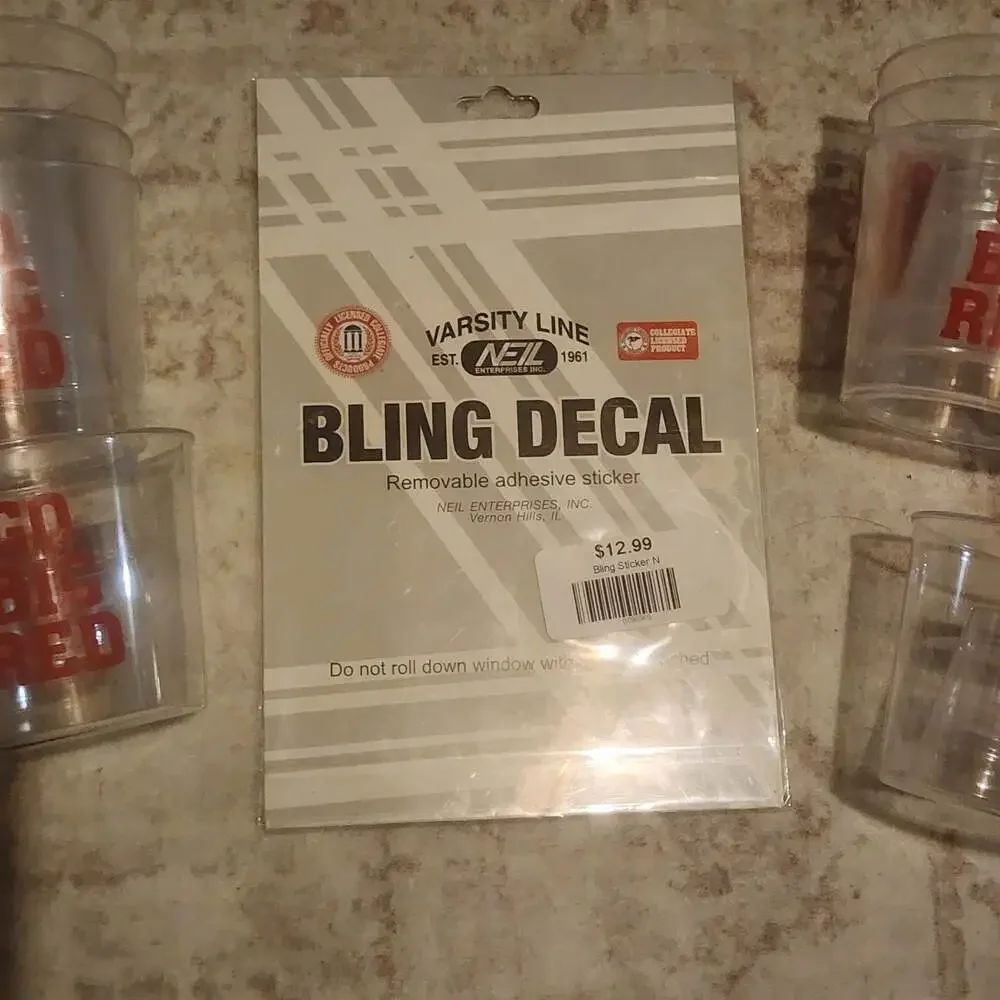 Nebraska Cornhuskers 'N' Bling Decal and Go Big Red Shot Glasses Set